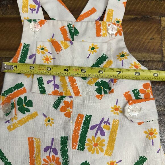 Vintage Tiny Tots Original Overall Size 3-6 Months 70s 80s Orange Yellow Green - Picture 7 of 10